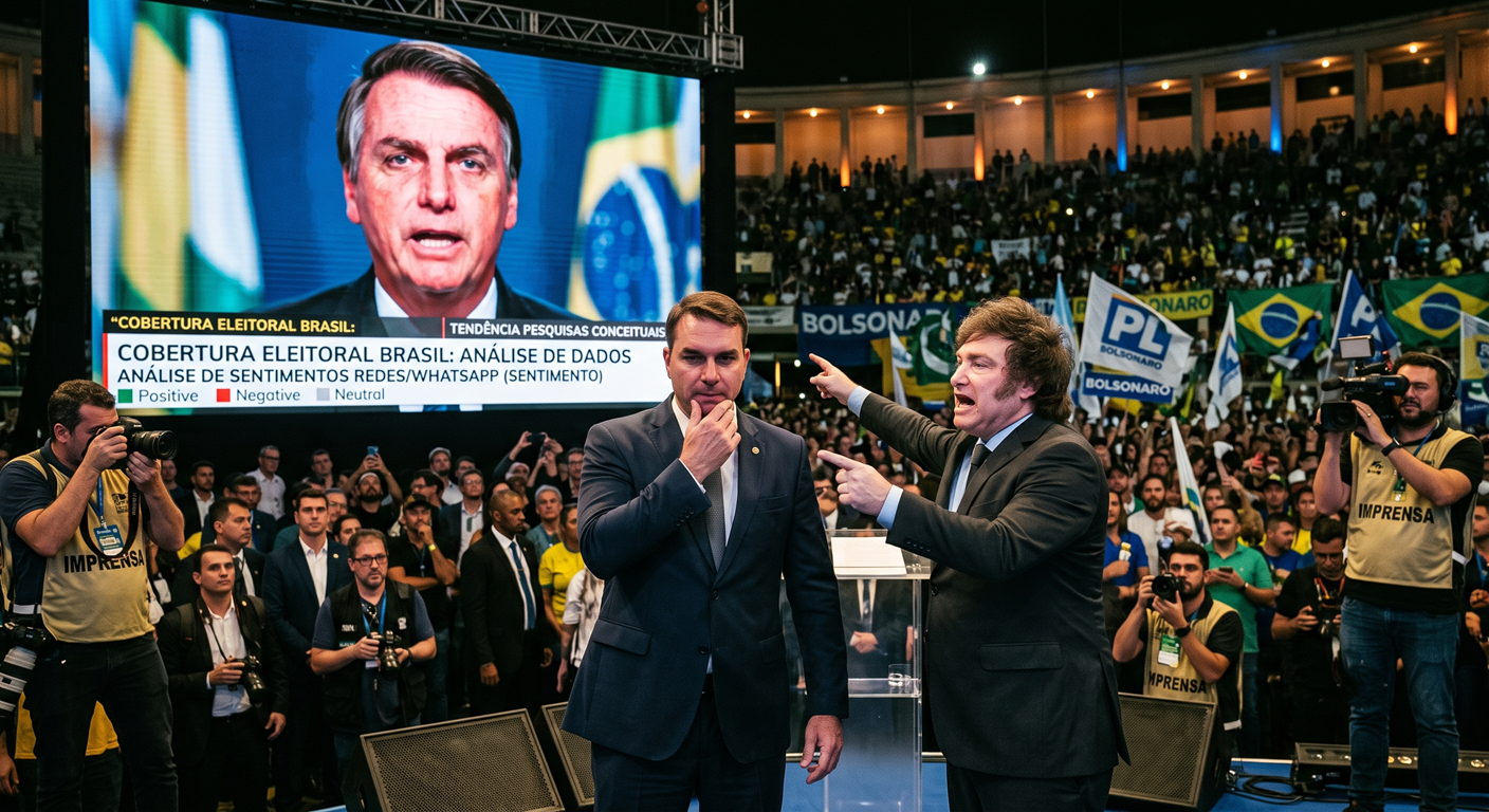 Efeito Milei: o que a visita do presidente argentino pode custar a Flávio Bolsonaro